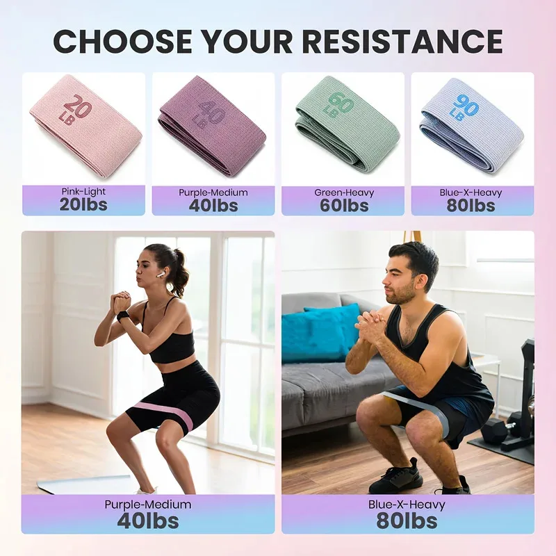 Pilates Yoga Joint - 20-90LB Fabric Elastic Band Fitness Resistance