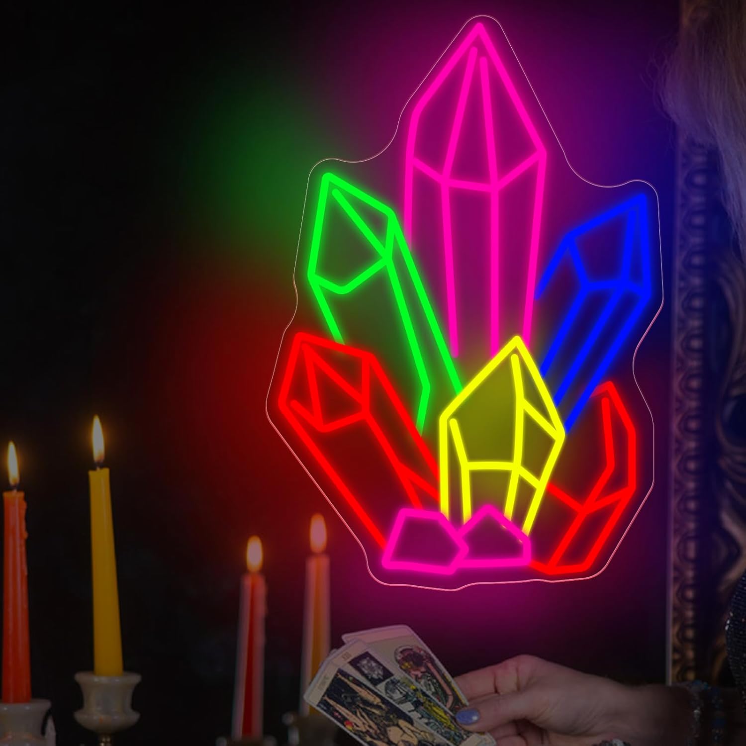 Pilates Yoga Studio - Crystals Stones Tarot Neon Sign USB