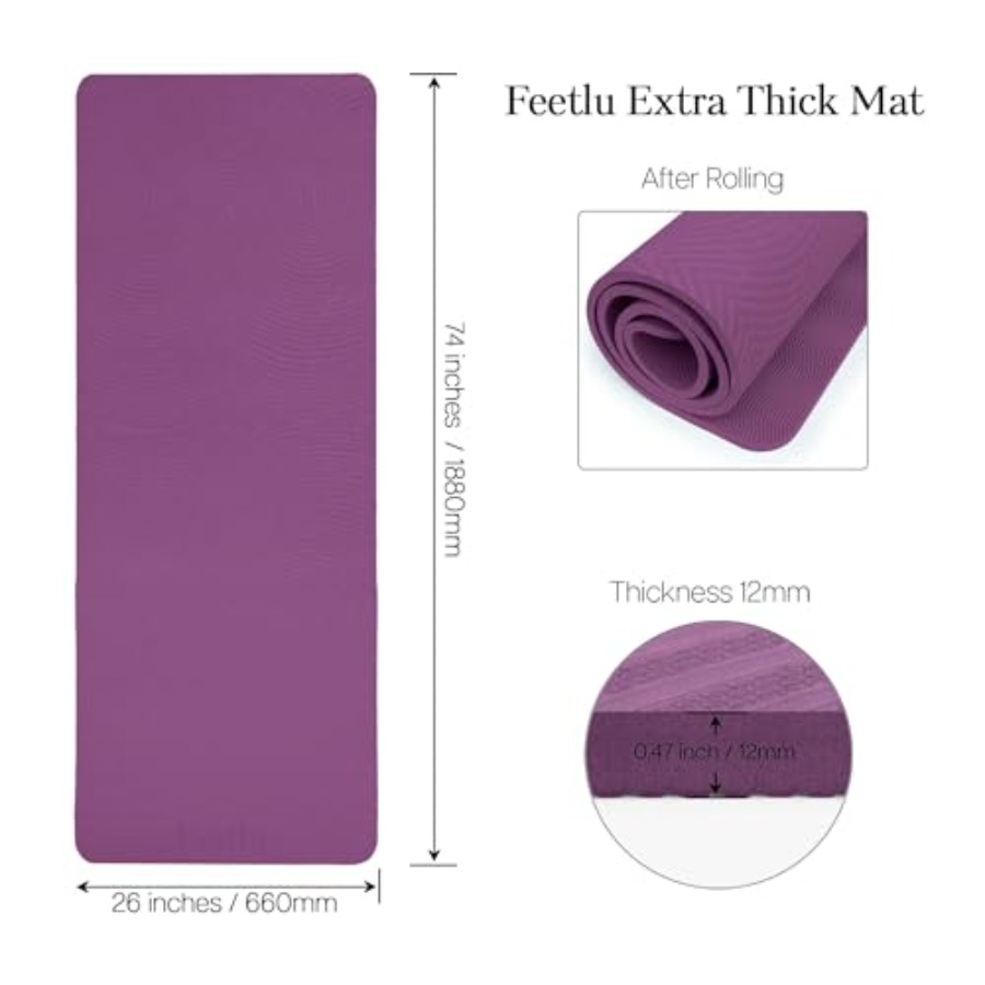 Extra Thick 12mm Exercise Mat  - Pilates Yoga Joint recension och pris