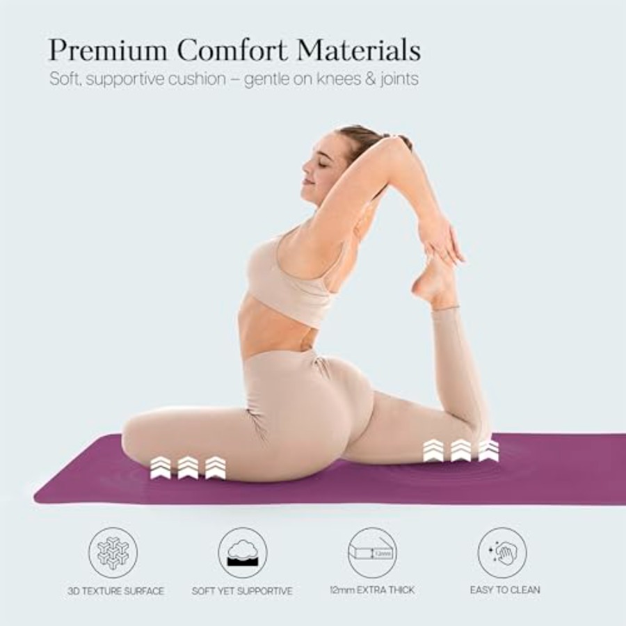 Extra Thick 12mm Exercise Mat  - Pilates Yoga Joint recension och pris