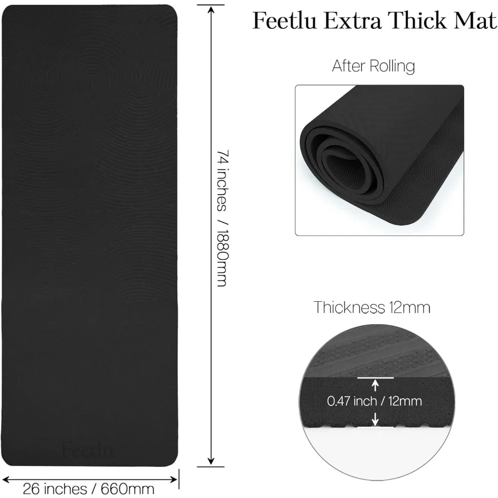 Extra Thick 12mm Non Slip Exer - Pilates Yoga Joint recension och pris