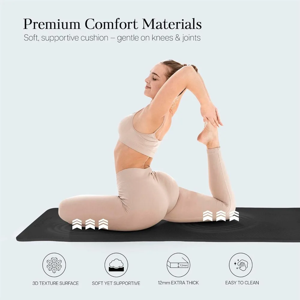 Extra Thick 12mm Non Slip Exer - Pilates Yoga Joint recension och pris