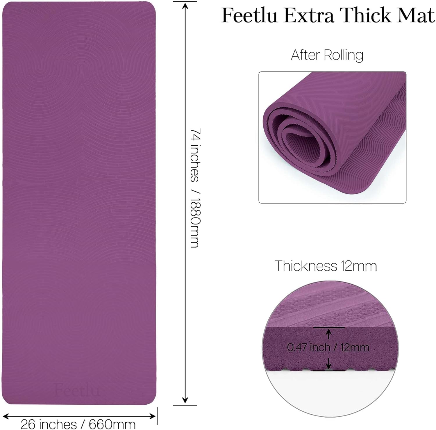 12mm Extra Thick Exercise Mat  - Pilates Yoga Joint recension och pris