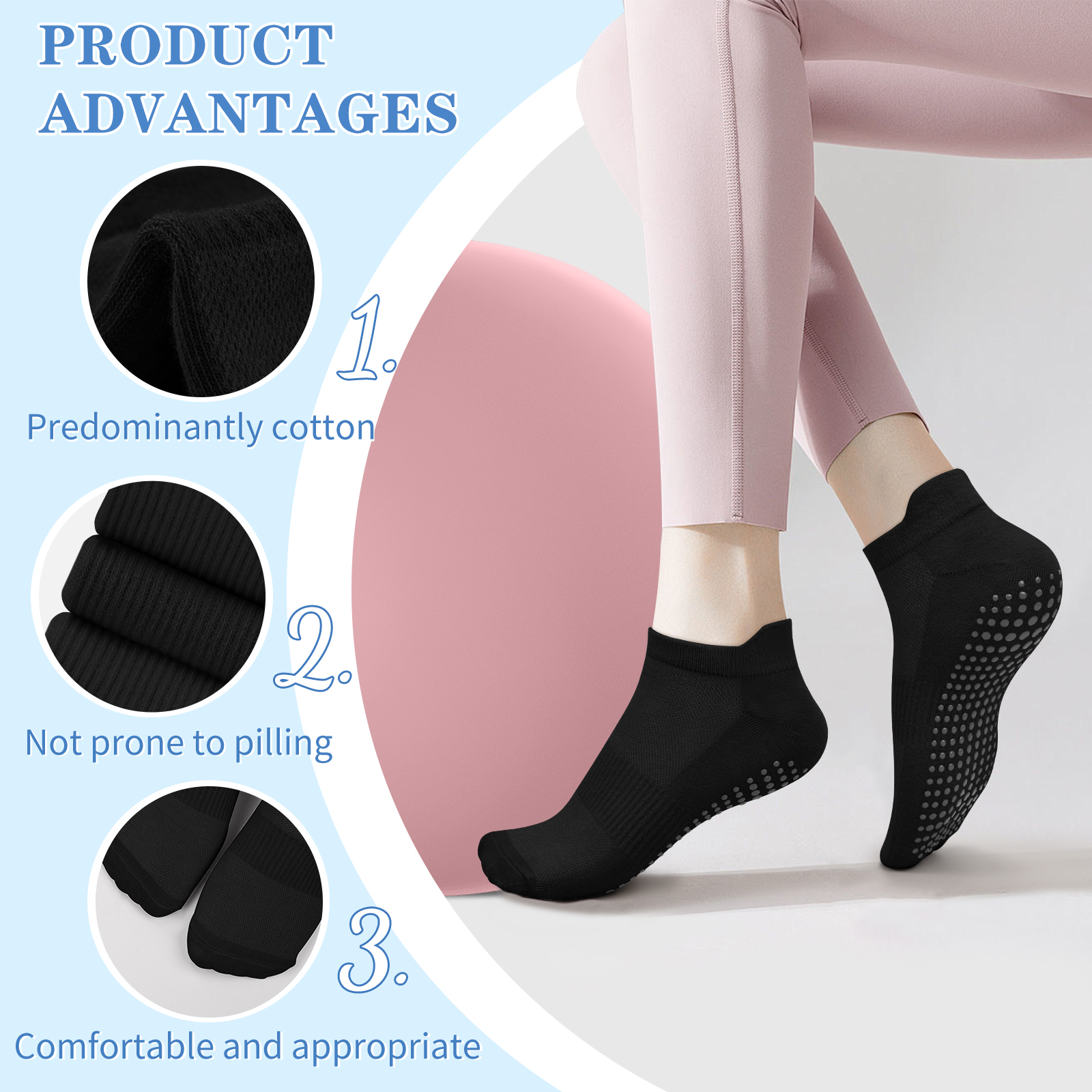 3 Pairs Yoga Socks Women Cotto - Pilates Yoga Gym recension och pris